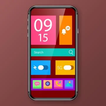 Widget mobile application user interface for phone Stock Illustration