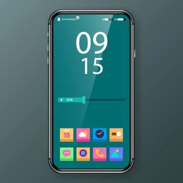 Widget mobile application user interface home screen for phone Stock Illustration