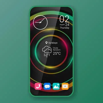 Widget modern theme user interface realistic smartphone design Stock Illustration