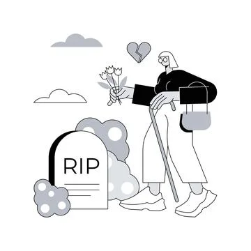 Widowed person abstract concept vector illustration. Illustrazione stock