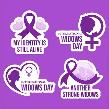 Widows Day Label Flat Cartoon Hand Drawn Templates Background Illustration Stock Illustration