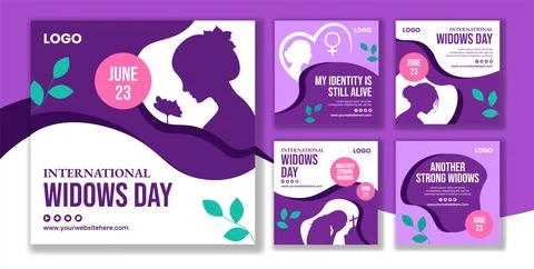 Widows Day Social Media Post Flat Cartoon Hand Drawn Templates Background I.. Stock Illustration