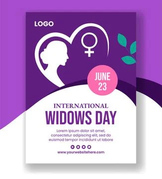 Widows Day Vertical Poster Flat Cartoon Hand Drawn Templates Background Ill.. Stock Illustration