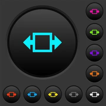 Width tool dark push buttons with color icons Stock Illustration