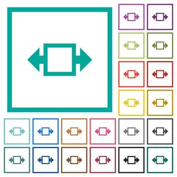 Width tool flat color icons with quadrant frames Stock Illustration