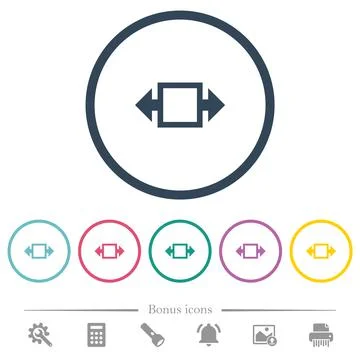 Width tool flat color icons in round outlines Stock Illustration