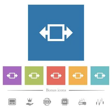 Width tool flat white icons in square backgrounds Stock Illustration