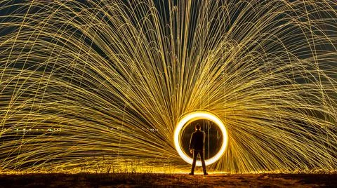 Wield the fire background , long exposure ,low light Stock Photos