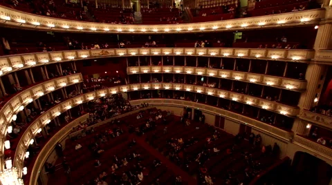 WIEN OPERA INSIDE CONCERT HALL INTERIOR STAGE LS PAN 3 WIDE ANGLE Stock Footage 44851164