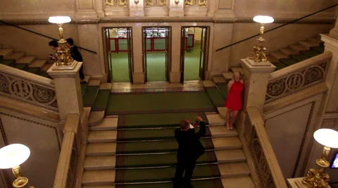 WIEN OPERA INSIDE INTERIOR LS TOURISTS PHOTOGRAPH Stock Footage 44855718