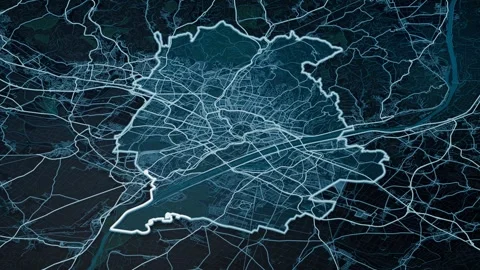 Wien Vienna Austria Digital Map Highlight 4K Stock Footage 337753274