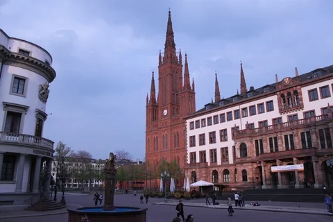 Wiesbaden SU Marktkirche2 Stock Footage 112377228