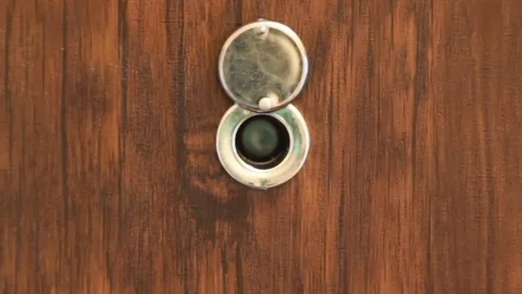 A wiew through the peephole - static shoot getting closer to the peephole Video stock 73175783