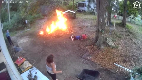 Wife Caught In the Flames When Starting Fire, Long Beach, Mississippi, USA - 08  Stock Footage 325918421