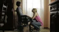 wife holding hands and caresses her depressed husband disabled HD Footage