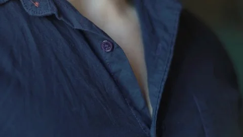 Wife Unbuttoning Shirt Man Slow Motion Stock Footage