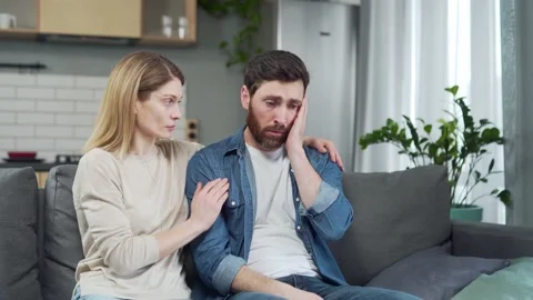 Wife will support the husband in difficult moments of life woman trying  Stock Footage 231226280