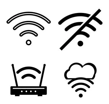 WiFi and Network Element, Flat Vector Design Иллюстрация