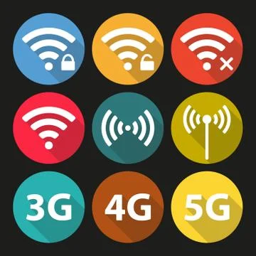 Wifi and wireless icon set for remote internet access. Podcast vector symbols.  Stock Illustration