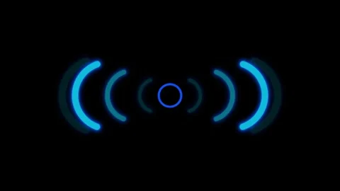 Wifi animation on dark background, blue wave color Stock Footage 294698081