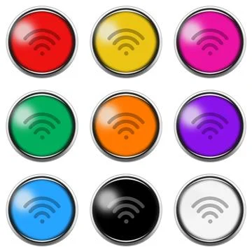 A Wifi button icon set with clipping path 3d illustration Stock Illustration