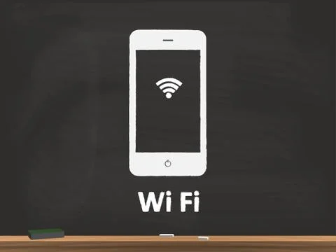Wifi Chalkboard Vector Illustration Stock Illustration