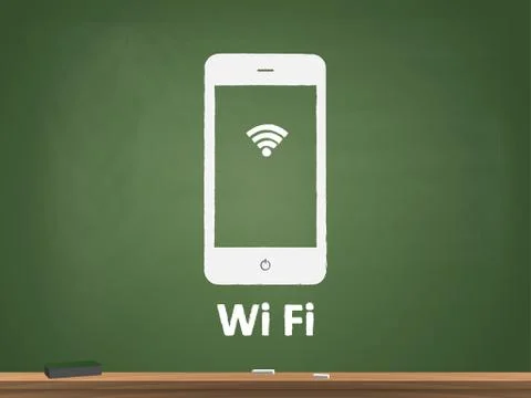 Wifi Chalkboard Vector Illustration Stock Illustration