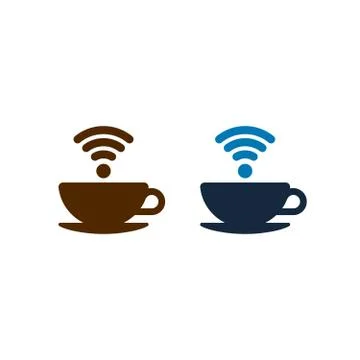 Wifi coffee icons design, coffee cups, isolated vector illustrations Stock Illustration
