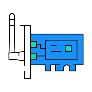 Wifi computer part icon color illustration Stock Illustration