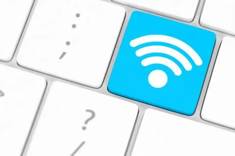 Wifi concepts, with message on enter key of computer keyboard. Stock Illustration