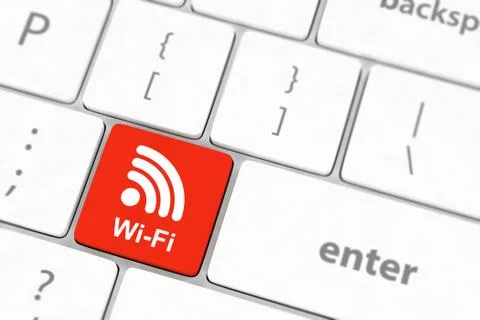 Wifi concepts, with message on enter key of computer keyboard. Stock Illustration