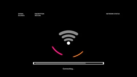 Wifi Connecting Process with glow effect on Black Background Stock Footage 341351130