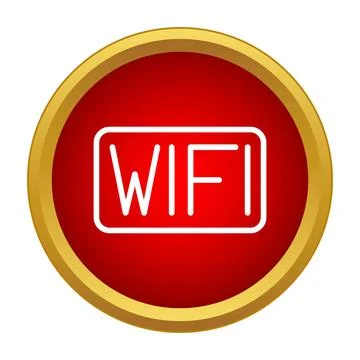 Wifi connection button icon on a red circle 스톡 일러스트