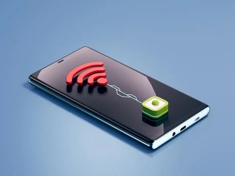Wifi connection device icon on smart phone, Not gen Ai Stock Illustration
