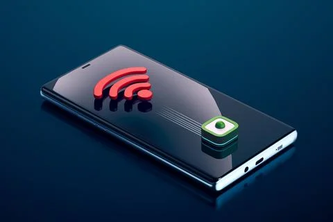 Wifi connection device icon on smart phone, Not gen Ai Stock Illustration