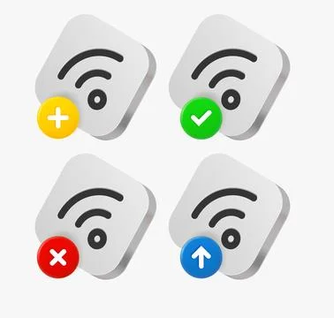 Wifi connection icon set with different pictograms. 3d vector icons collectio Stock Illustration