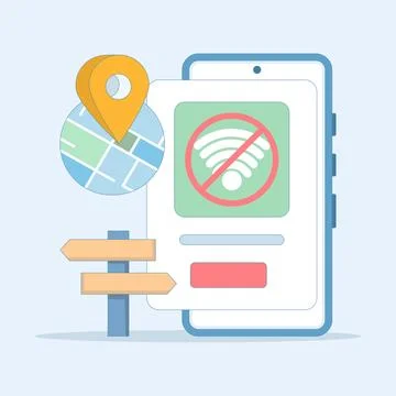 Wifi connection lost concept, no internet access found. Stock Illustration