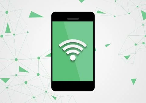 Wifi connection by mobile phone tech background Illustrazione stock