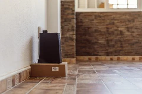 Wifi device in an empty apartment Stock Photos