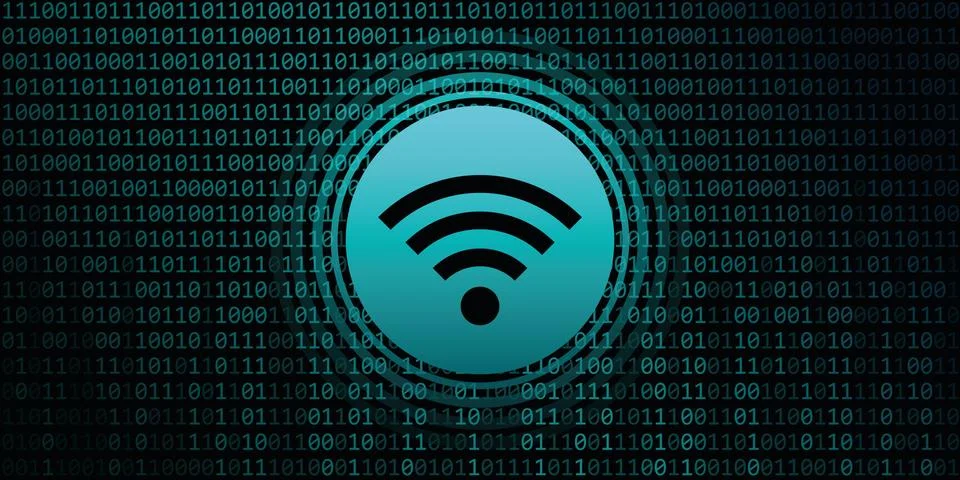 Wifi digital banner with binary code background 库存插图