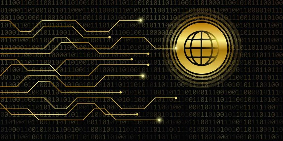 Wifi digital banner with binary code background Stock Illustration