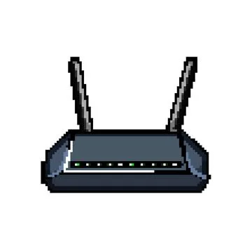 Wifi dsl modem pixel art vector illustration Illustrazione stock