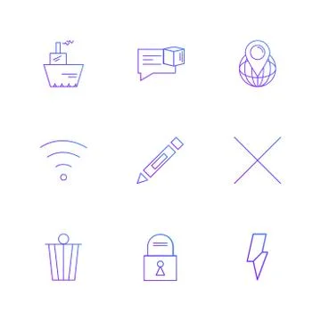 Wifi , dustbin , pencil , lock ,  interface icons , arrows , navigation , eps 스톡 일러스트