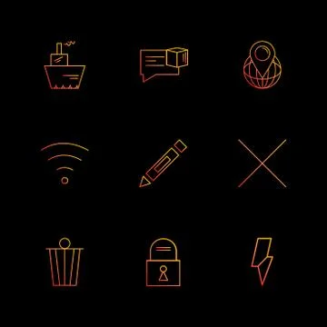 Wifi , dustbin , pencil , lock ,  interface icons , arrows , navigation , eps 스톡 일러스트