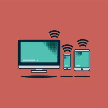 Wifi On Electronic Items Stock Illustration