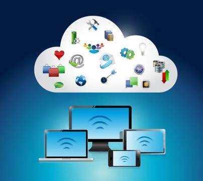 Wifi electronics connection and cloud illustration イラスト素材