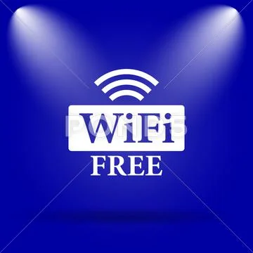 WIFI free icon. Flat icon on blue background.. Stock Illustration
