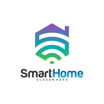 Wifi House Vector Logo. Smart Home Tech Logo Vector. House Net Logo Concept V Stock Illustration
