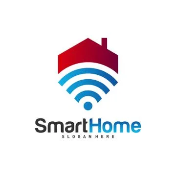 Wifi House Vector Logo. Smart Home Tech Logo Vector. House Net Logo Concept V Stock Illustration