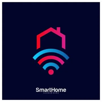 Wifi House Vector Logo. Smart Home Tech Logo Vector. House Net Logo Concept V Stock Illustration
